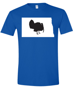 Short Sleeve T-Shirt North Dakota Royal Turkey Vibrant Design High Quality Tight Knit Ring Spun Low Maintenance Cotton Printed With The Newest Available Color Transfer Technology