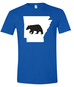 Short Sleeve T-Shirt Arkansas Royal Black Bear Vibrant Design High Quality Tight Knit Ring Spun Low Maintenance Cotton Printed With The Newest Available Color Transfer Technology