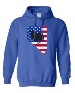 Pullover Hooded Sweatshirt Nevada Royal Turkey Vibrant Design High Quality Tight Knit Ring Spun Low Maintenance Cotton Printed With The Newest Available Color Transfer Technology