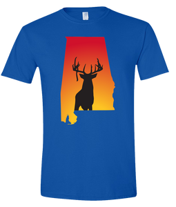Short Sleeve T-Shirt Alabama Royal Whitetail Deer Vibrant Design High Quality Tight Knit Ring Spun Low Maintenance Cotton Printed With The Newest Available Color Transfer Technology