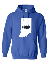 Load image into Gallery viewer, Pullover Hooded Sweatshirt Indiana Royal Large Mouth Bass Vibrant Design High Quality Tight Knit Ring Spun Low Maintenance Cotton Printed With The Newest Available Color Transfer Technology