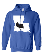 Load image into Gallery viewer, Pullover Hooded Sweatshirt Louisiana Royal Turkey Vibrant Design High Quality Tight Knit Ring Spun Low Maintenance Cotton Printed With The Newest Available Color Transfer Technology
