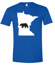 Load image into Gallery viewer, Short Sleeve T-Shirt Minnesota Royal Black Bear Vibrant Design High Quality Tight Knit Ring Spun Low Maintenance Cotton Printed With The Newest Available Color Transfer Technology