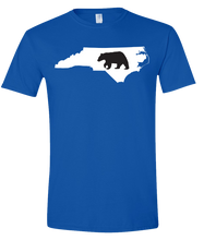 Load image into Gallery viewer, Short Sleeve T-Shirt North Carolina Royal Black Bear Vibrant Design High Quality Tight Knit Ring Spun Low Maintenance Cotton Printed With The Newest Available Color Transfer Technology