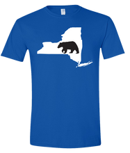Load image into Gallery viewer, Short Sleeve T-Shirt New York Royal Black Bear Vibrant Design High Quality Tight Knit Ring Spun Low Maintenance Cotton Printed With The Newest Available Color Transfer Technology