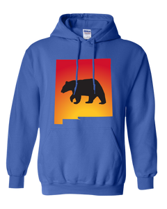 Pullover Hooded Sweatshirt New Mexico Royal Black Bear Vibrant Design High Quality Tight Knit Ring Spun Low Maintenance Cotton Printed With The Newest Available Color Transfer Technology