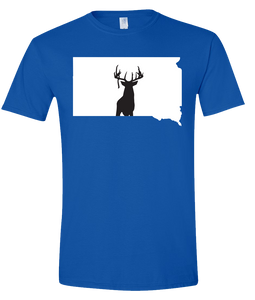 Short Sleeve T-Shirt South Dakota Royal Whitetail Deer Vibrant Design High Quality Tight Knit Ring Spun Low Maintenance Cotton Printed With The Newest Available Color Transfer Technology
