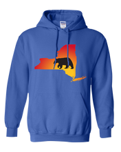 Load image into Gallery viewer, Pullover Hooded Sweatshirt New York Royal Black Bear Vibrant Design High Quality Tight Knit Ring Spun Low Maintenance Cotton Printed With The Newest Available Color Transfer Technology