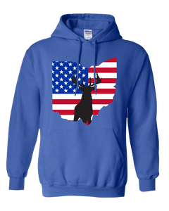 Pullover Hooded Sweatshirt Ohio Royal Whitetail Deer Vibrant Design High Quality Tight Knit Ring Spun Low Maintenance Cotton Printed With The Newest Available Color Transfer Technology