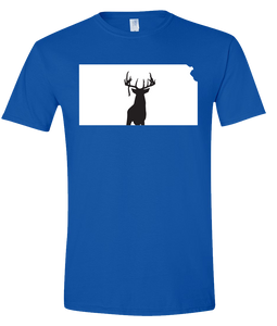 Short Sleeve T-Shirt Kansas Royal Whitetail Deer Vibrant Design High Quality Tight Knit Ring Spun Low Maintenance Cotton Printed With The Newest Available Color Transfer Technology
