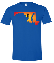 Load image into Gallery viewer, Short Sleeve T-Shirt Maryland Royal Whitetail Deer Vibrant Design High Quality Tight Knit Ring Spun Low Maintenance Cotton Printed With The Newest Available Color Transfer Technology