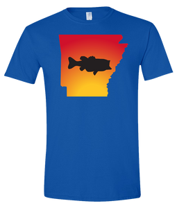 Short Sleeve T-Shirt Arkansas Royal Large Mouth Bass Vibrant Design High Quality Tight Knit Ring Spun Low Maintenance Cotton Printed With The Newest Available Color Transfer Technology
