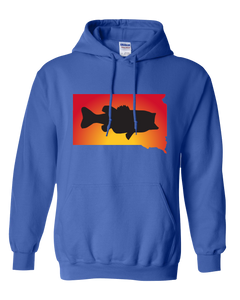 Pullover Hooded Sweatshirt South Dakota Royal Large Mouth Bass Vibrant Design High Quality Tight Knit Ring Spun Low Maintenance Cotton Printed With The Newest Available Color Transfer Technology