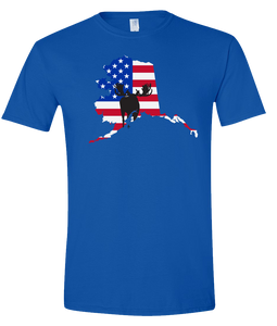 Short Sleeve T-Shirt Alaska Royal Moose Vibrant Design High Quality Tight Knit Ring Spun Low Maintenance Cotton Printed With The Newest Available Color Transfer Technology