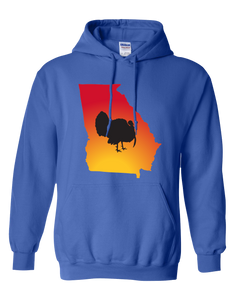 Pullover Hooded Sweatshirt Georgia Royal Turkey Vibrant Design High Quality Tight Knit Ring Spun Low Maintenance Cotton Printed With The Newest Available Color Transfer Technology