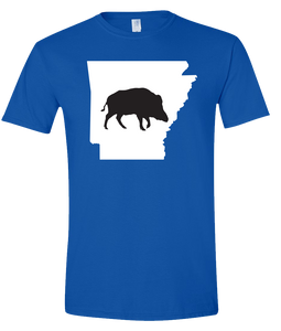 Short Sleeve T-Shirt Arkansas Royal Wild Hog Vibrant Design High Quality Tight Knit Ring Spun Low Maintenance Cotton Printed With The Newest Available Color Transfer Technology