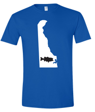 Load image into Gallery viewer, Short Sleeve T-Shirt Delaware Royal Large Mouth Bass Vibrant Design High Quality Tight Knit Ring Spun Low Maintenance Cotton Printed With The Newest Available Color Transfer Technology