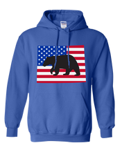 Load image into Gallery viewer, Pullover Hooded Sweatshirt Wyoming Royal Black Bear Vibrant Design High Quality Tight Knit Ring Spun Low Maintenance Cotton Printed With The Newest Available Color Transfer Technology