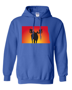 Pullover Hooded Sweatshirt North Dakota Royal Moose Vibrant Design High Quality Tight Knit Ring Spun Low Maintenance Cotton Printed With The Newest Available Color Transfer Technology