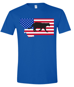 Short Sleeve T-Shirt Montana Royal Mountain Lion Vibrant Design High Quality Tight Knit Ring Spun Low Maintenance Cotton Printed With The Newest Available Color Transfer Technology
