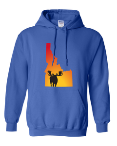 Pullover Hooded Sweatshirt Idaho Royal Moose Vibrant Design High Quality Tight Knit Ring Spun Low Maintenance Cotton Printed With The Newest Available Color Transfer Technology