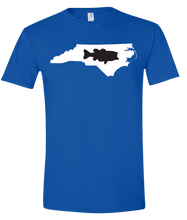 Load image into Gallery viewer, Short Sleeve T-Shirt North Carolina Royal Large Mouth Bass Vibrant Design High Quality Tight Knit Ring Spun Low Maintenance Cotton Printed With The Newest Available Color Transfer Technology