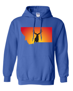 Pullover Hooded Sweatshirt Montana Royal Mule Deer Vibrant Design High Quality Tight Knit Ring Spun Low Maintenance Cotton Printed With The Newest Available Color Transfer Technology