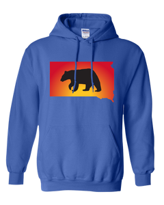Pullover Hooded Sweatshirt South Dakota Royal Black Bear Vibrant Design High Quality Tight Knit Ring Spun Low Maintenance Cotton Printed With The Newest Available Color Transfer Technology