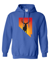 Load image into Gallery viewer, Pullover Hooded Sweatshirt Nevada Royal Mule Deer Vibrant Design High Quality Tight Knit Ring Spun Low Maintenance Cotton Printed With The Newest Available Color Transfer Technology