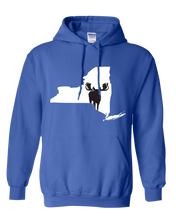Load image into Gallery viewer, Pullover Hooded Sweatshirt New York Royal Moose Vibrant Design High Quality Tight Knit Ring Spun Low Maintenance Cotton Printed With The Newest Available Color Transfer Technology