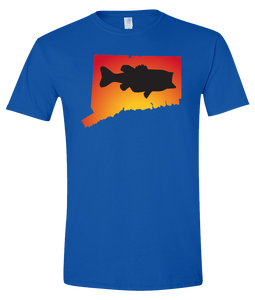 Short Sleeve T-Shirt Connecticut Royal Large Mouth Bass Vibrant Design High Quality Tight Knit Ring Spun Low Maintenance Cotton Printed With The Newest Available Color Transfer Technology