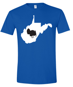 Short Sleeve T-Shirt West Virginia Royal Turkey Vibrant Design High Quality Tight Knit Ring Spun Low Maintenance Cotton Printed With The Newest Available Color Transfer Technology