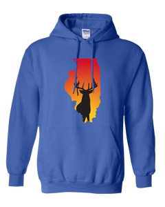 Pullover Hooded Sweatshirt Illinois Royal Whitetail Deer Vibrant Design High Quality Tight Knit Ring Spun Low Maintenance Cotton Printed With The Newest Available Color Transfer Technology