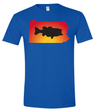 Load image into Gallery viewer, Short Sleeve T-Shirt Pennsylvania Royal Large Mouth Bass Vibrant Design High Quality Tight Knit Ring Spun Low Maintenance Cotton Printed With The Newest Available Color Transfer Technology