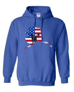 Pullover Hooded Sweatshirt Alaska Royal Moose Vibrant Design High Quality Tight Knit Ring Spun Low Maintenance Cotton Printed With The Newest Available Color Transfer Technology