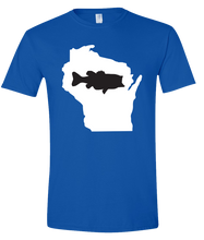 Load image into Gallery viewer, Short Sleeve T-Shirt Wisconsin Royal Large Mouth Bass Vibrant Design High Quality Tight Knit Ring Spun Low Maintenance Cotton Printed With The Newest Available Color Transfer Technology