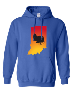 Pullover Hooded Sweatshirt Indiana Royal Turkey Vibrant Design High Quality Tight Knit Ring Spun Low Maintenance Cotton Printed With The Newest Available Color Transfer Technology