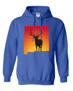 Pullover Hooded Sweatshirt New Mexico Royal Elk Vibrant Design High Quality Tight Knit Ring Spun Low Maintenance Cotton Printed With The Newest Available Color Transfer Technology