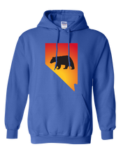 Load image into Gallery viewer, Pullover Hooded Sweatshirt Nevada Royal Black Bear Vibrant Design High Quality Tight Knit Ring Spun Low Maintenance Cotton Printed With The Newest Available Color Transfer Technology