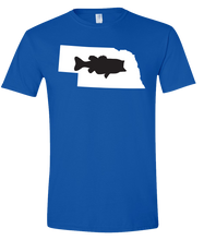 Load image into Gallery viewer, Short Sleeve T-Shirt Nebraska Royal Large Mouth Bass Vibrant Design High Quality Tight Knit Ring Spun Low Maintenance Cotton Printed With The Newest Available Color Transfer Technology