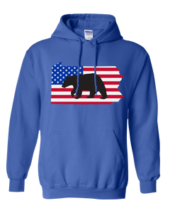 Pullover Hooded Sweatshirt Pennsylvania Royal Black Bear Vibrant Design High Quality Tight Knit Ring Spun Low Maintenance Cotton Printed With The Newest Available Color Transfer Technology