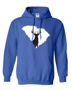 Pullover Hooded Sweatshirt South Carolina Royal Whitetail Deer Vibrant Design High Quality Tight Knit Ring Spun Low Maintenance Cotton Printed With The Newest Available Color Transfer Technology