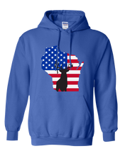 Load image into Gallery viewer, Pullover Hooded Sweatshirt Wisconsin Royal Whitetail Deer Vibrant Design High Quality Tight Knit Ring Spun Low Maintenance Cotton Printed With The Newest Available Color Transfer Technology