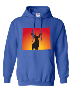 Pullover Hooded Sweatshirt Wyoming Royal Whitetail Deer Vibrant Design High Quality Tight Knit Ring Spun Low Maintenance Cotton Printed With The Newest Available Color Transfer Technology