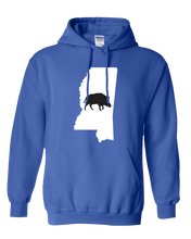 Load image into Gallery viewer, Pullover Hooded Sweatshirt Mississippi Royal Wild Hog Vibrant Design High Quality Tight Knit Ring Spun Low Maintenance Cotton Printed With The Newest Available Color Transfer Technology
