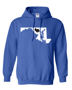 Pullover Hooded Sweatshirt Maryland Royal Turkey Vibrant Design High Quality Tight Knit Ring Spun Low Maintenance Cotton Printed With The Newest Available Color Transfer Technology