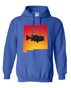 Pullover Hooded Sweatshirt New Mexico Royal Large Mouth Bass Vibrant Design High Quality Tight Knit Ring Spun Low Maintenance Cotton Printed With The Newest Available Color Transfer Technology