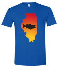 Load image into Gallery viewer, Short Sleeve T-Shirt Illinois Royal Large Mouth Bass Vibrant Design High Quality Tight Knit Ring Spun Low Maintenance Cotton Printed With The Newest Available Color Transfer Technology