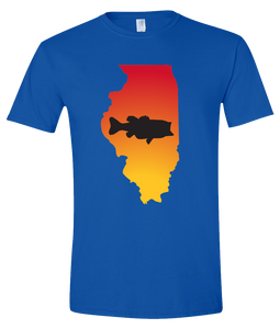 Short Sleeve T-Shirt Illinois Royal Large Mouth Bass Vibrant Design High Quality Tight Knit Ring Spun Low Maintenance Cotton Printed With The Newest Available Color Transfer Technology