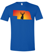 Load image into Gallery viewer, Short Sleeve T-Shirt Nebraska Royal Whitetail Deer Vibrant Design High Quality Tight Knit Ring Spun Low Maintenance Cotton Printed With The Newest Available Color Transfer Technology